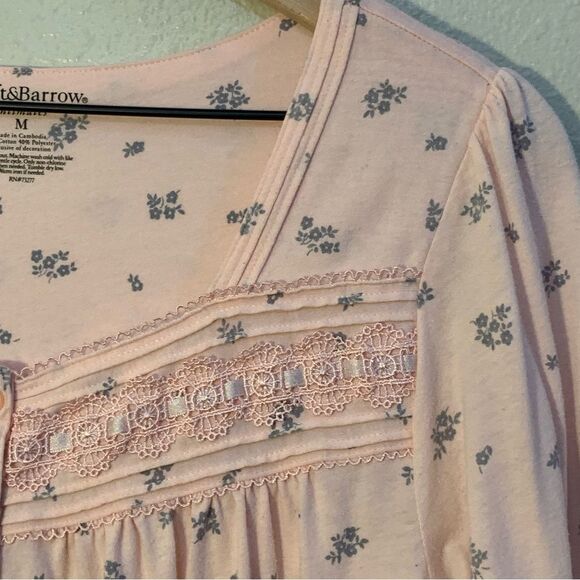 Croft & Barrow NWOT Pink Flannel Nightgown Women’s M Lace Trim Long Sleeve Maxi. - Picture 6 of 14